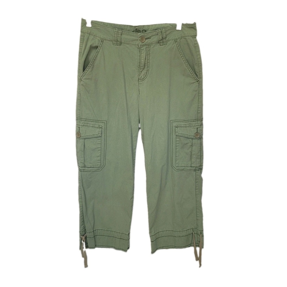 Jag Jeans Womens Cargo Crop Jeans Size 6 Green Mid Rise Stretch Drawstring Leg